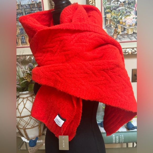 J.CREW BLACK LABEL ORANGE WOOL BLEND OVERSIZED SOFT UNISEX SCARF 13.5”X 85”L NWT - Picture 6 of 8